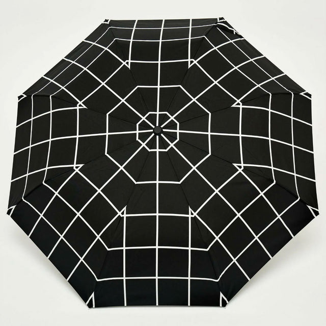 .Black Grid Compact Duck Umbrella