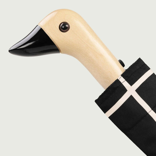 .Black Grid Compact Duck Umbrella