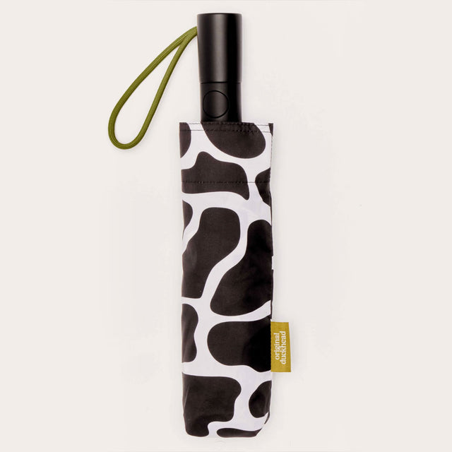 Black & White Ripples Compact Umbrella with Automatic Open-Close Function