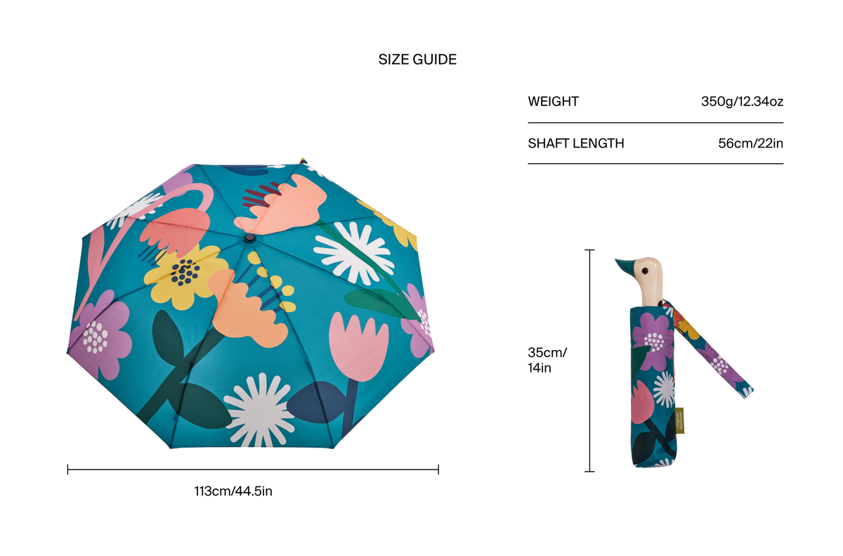 Size chart for Bloom Compact Duck Umbrella