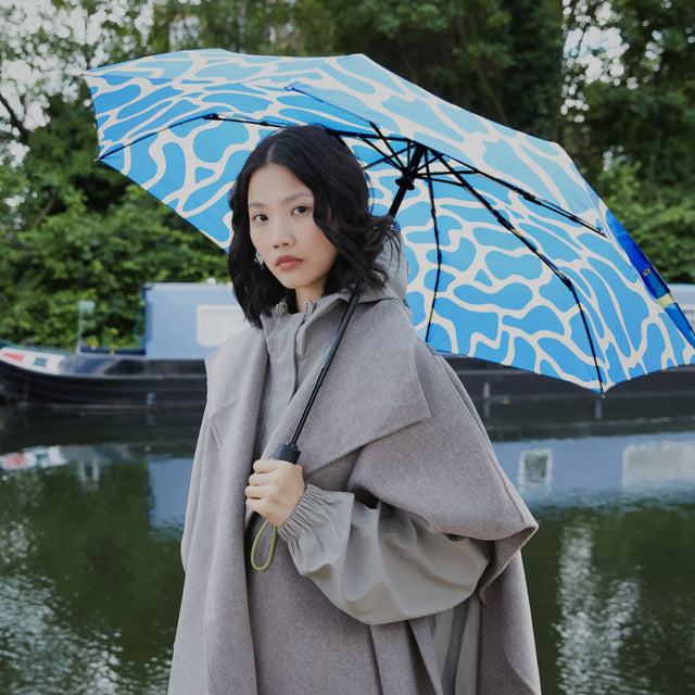 Blue Ripples Daily  Compact Umbrella with Automatic Open-Close Function