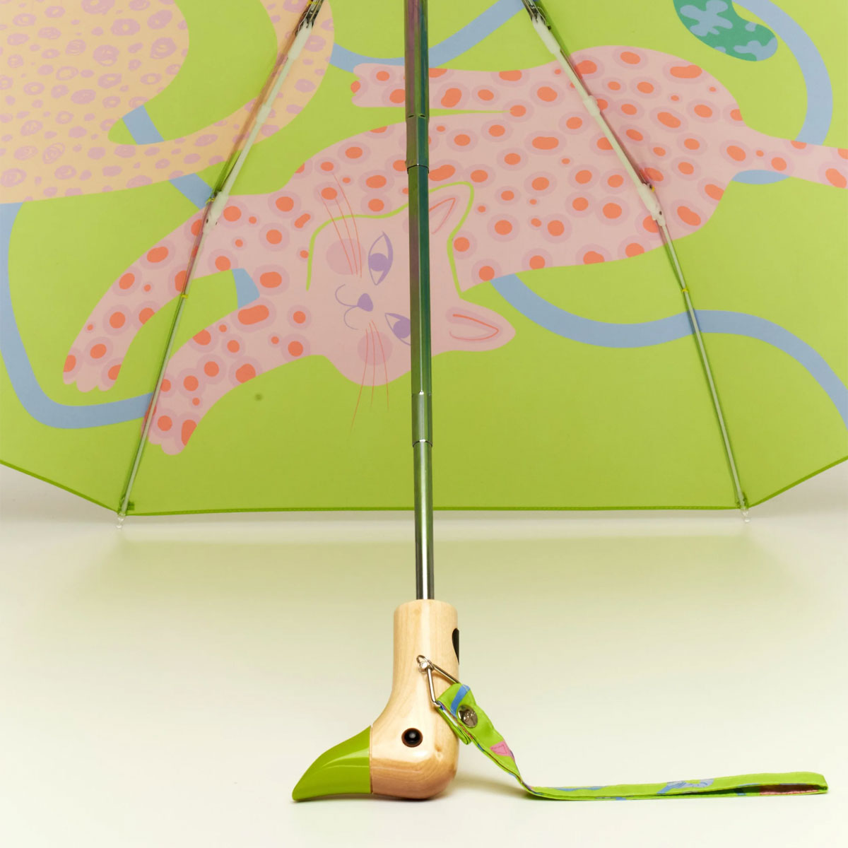 Lime Arty Cats Duck Umbrella | Eco Gift for Cat Lover – Original
