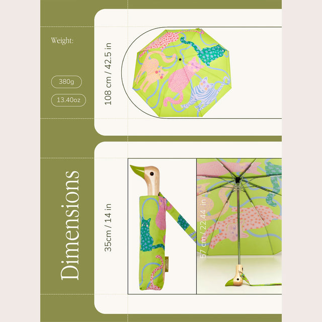 Lime Arty Cats Duck Umbrella - Original Duckhead