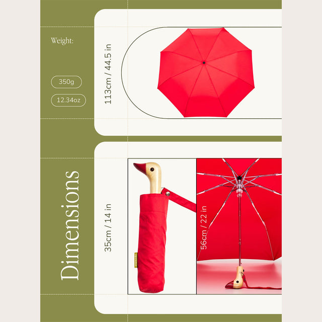 Tomato Red Eco-Friendly Compact Duck Umbrella - Original Duckhead