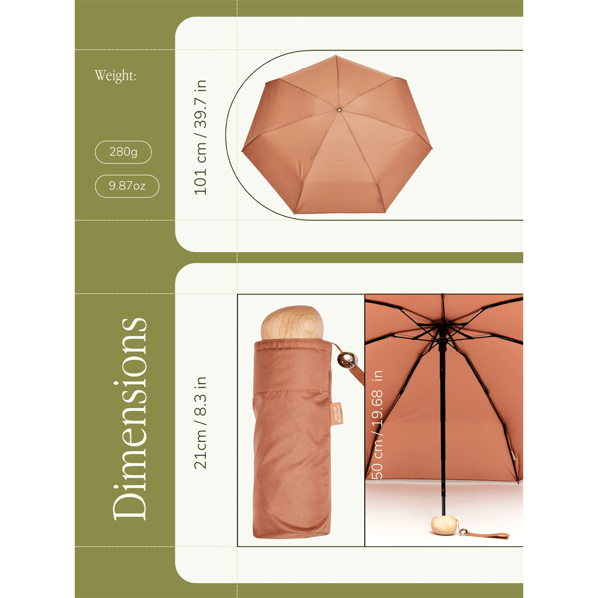 Mocha Mousse Mini Umbrella