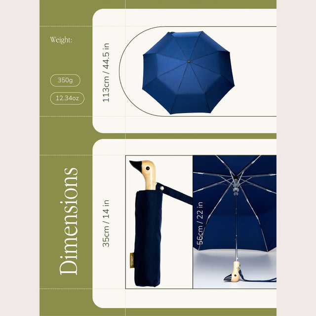 Navy Eco-Friendly Compact Duck Umbrella