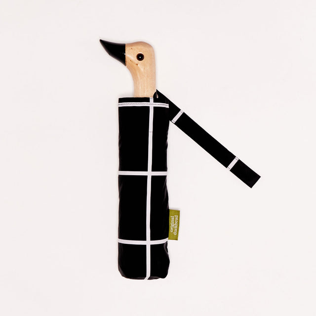 .Black Grid Compact Duck Umbrella - Original Duckhead