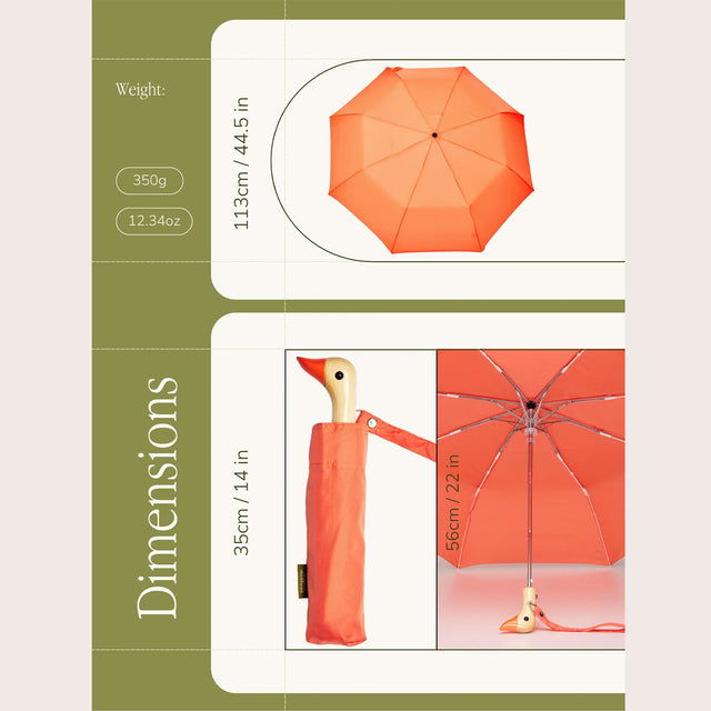 Peach Eco-Friendly Compact Duck Umbrella