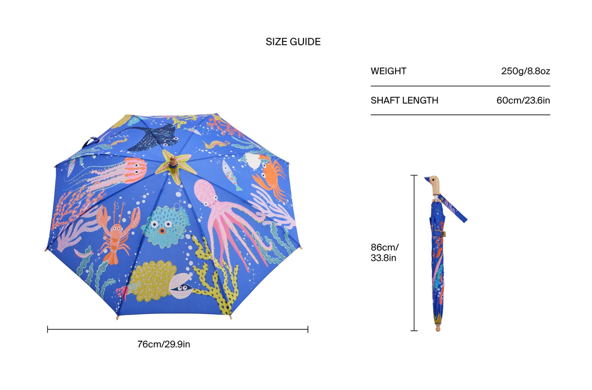 Size chart for Under The Sea Duckling Kids Umbrella