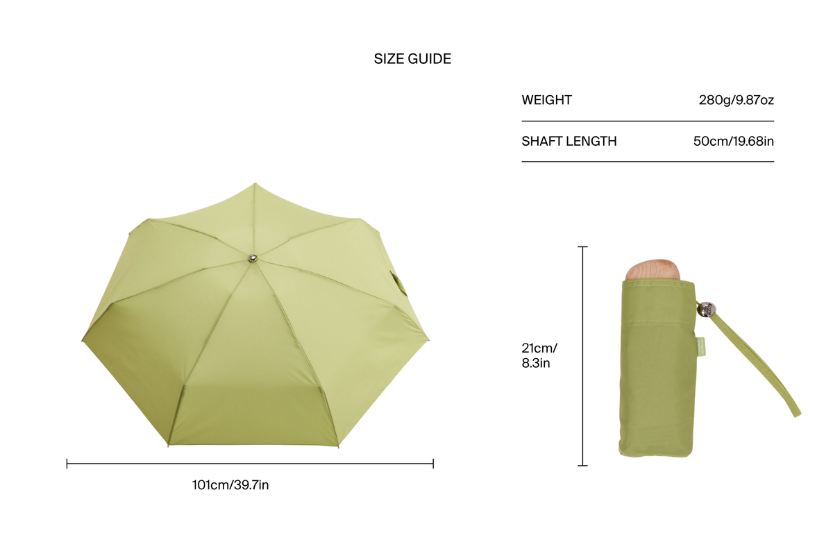 Size chart for Desert Green Mini Umbrella