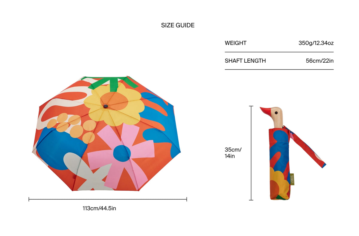 Size chart for Salsa Compact Duck Umbrella