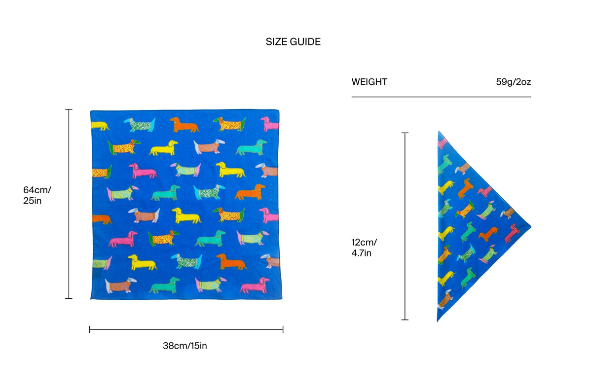 Size chart for Dogs in Blue Bandana