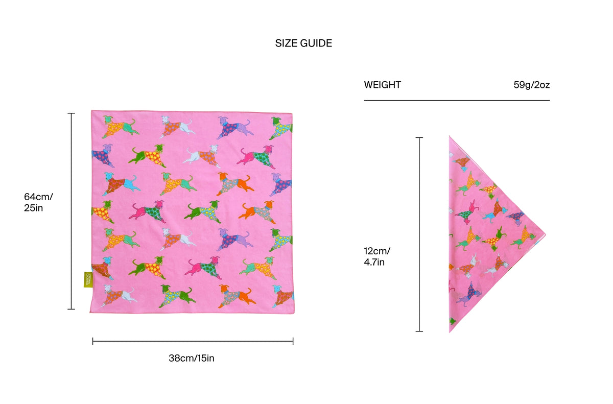 Size chart for Dogs in Pink Bandana