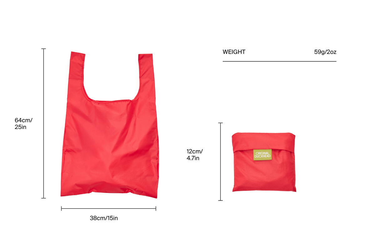 Size chart for Red Reusable Bag