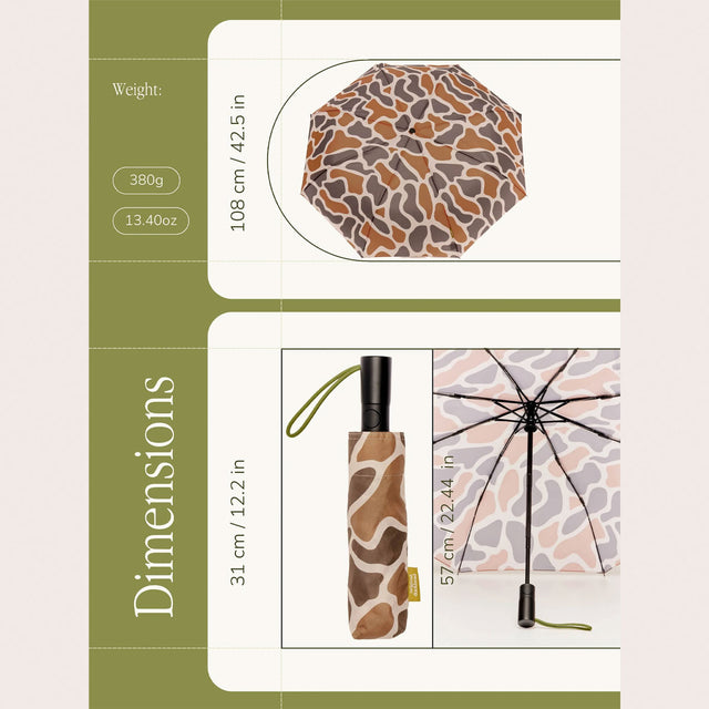 Taupe Ripples  Compact Umbrella with Automatic Open-Close Function