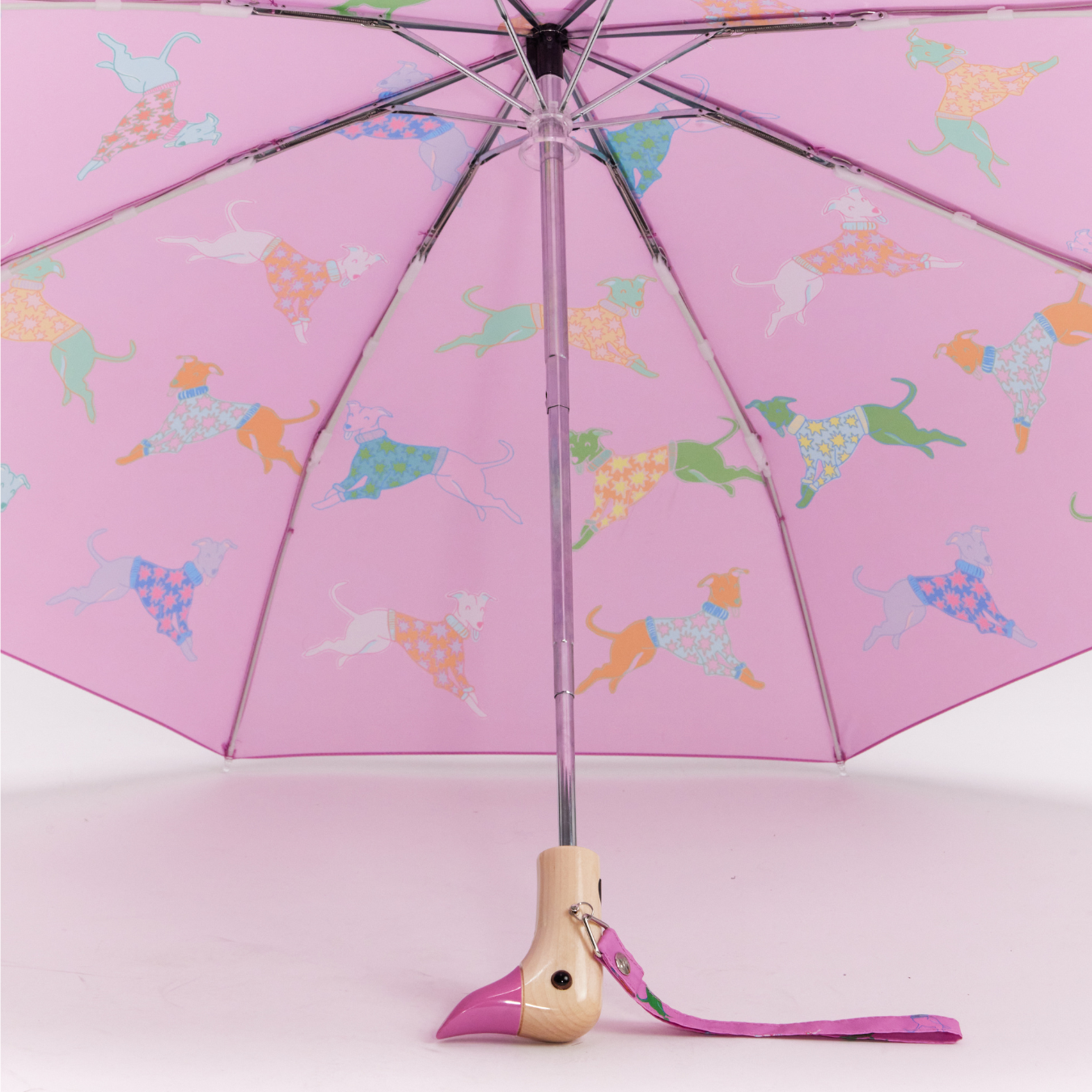 Dogs in Pink Compact Duck Umbrella
