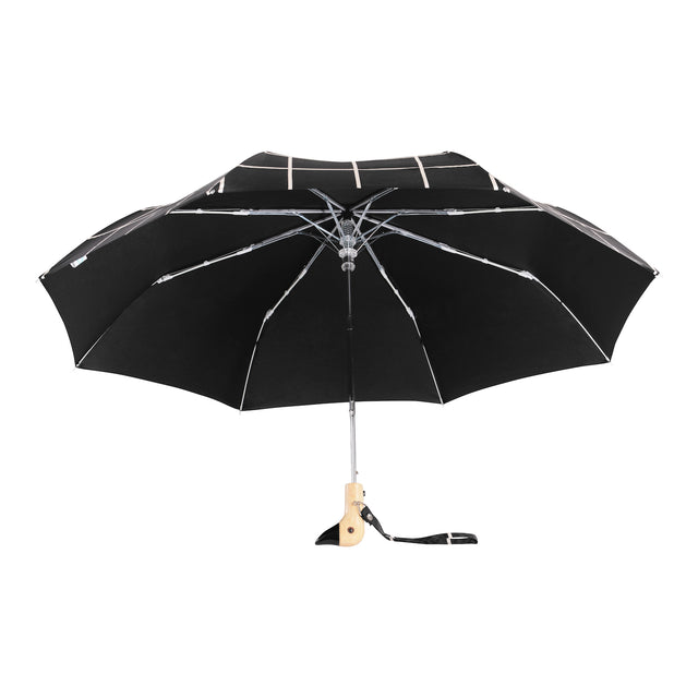 .Black Grid Compact Duck Umbrella