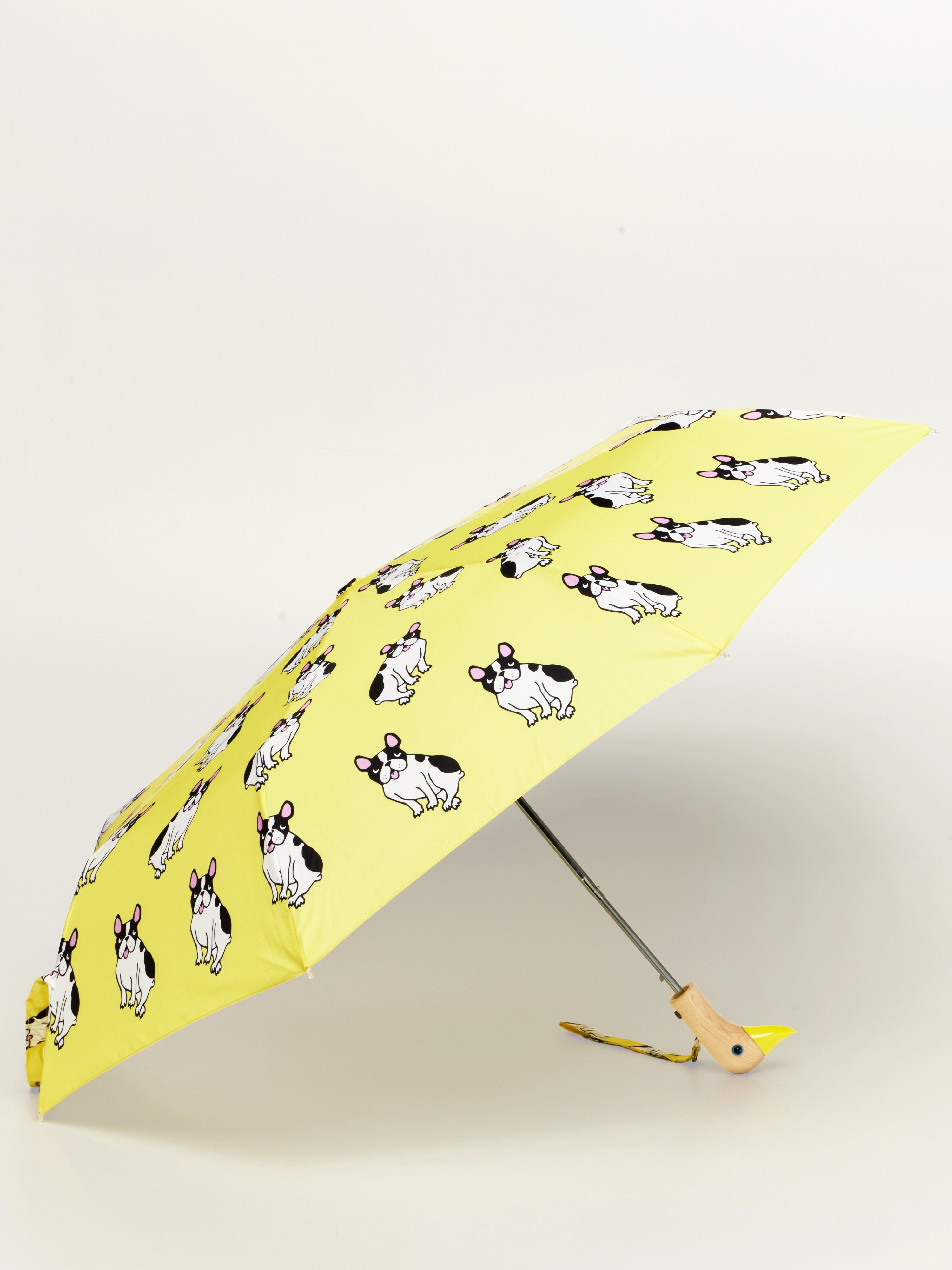 French Bulldog Yellow Eco-Friendly Compact Duck Umbrella