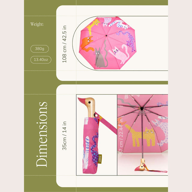 Fuchsia Arty Cats Duck Umbrella - Original Duckhead