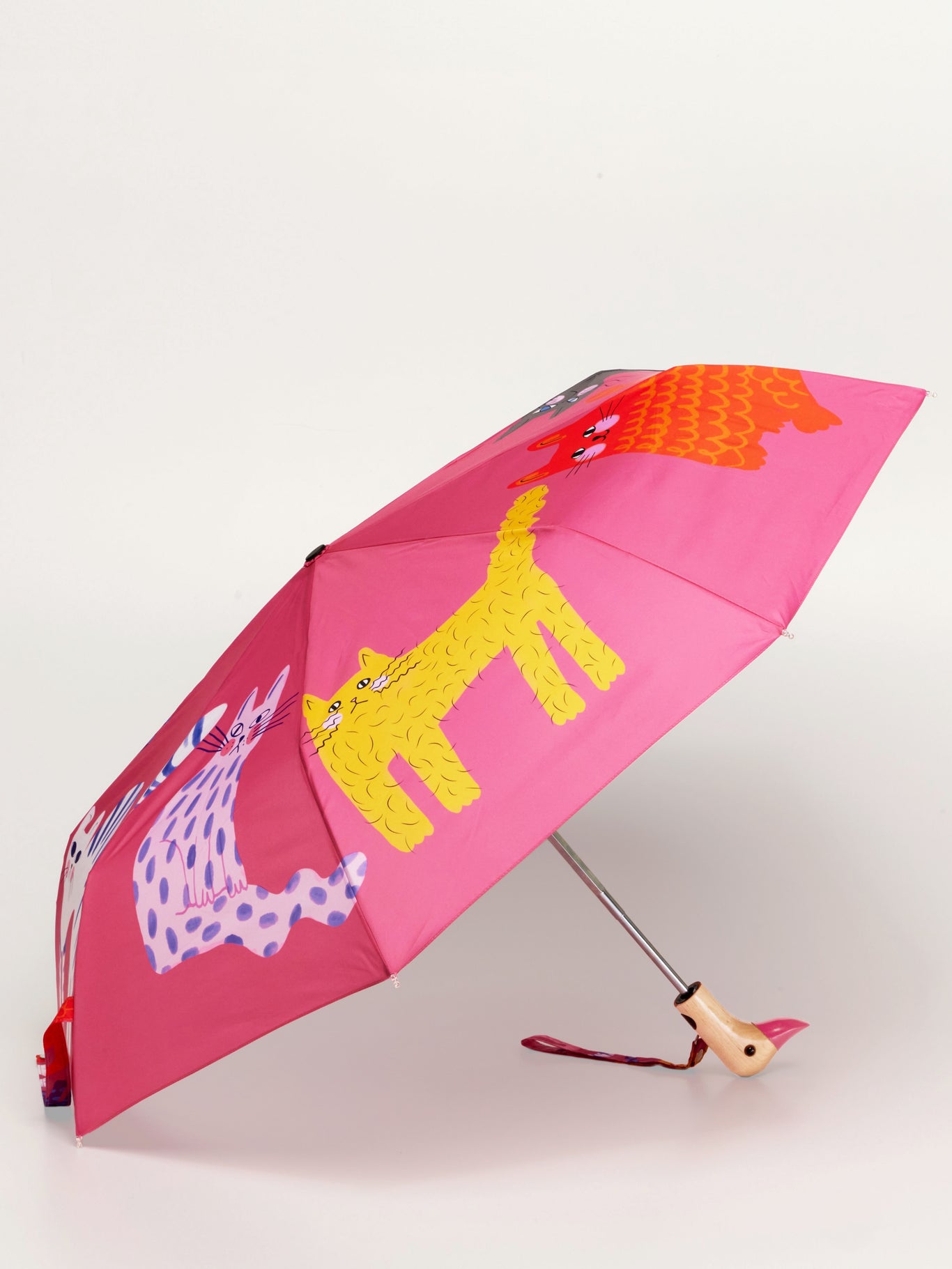 Fuchsia Arty Cats Duck Umbrella