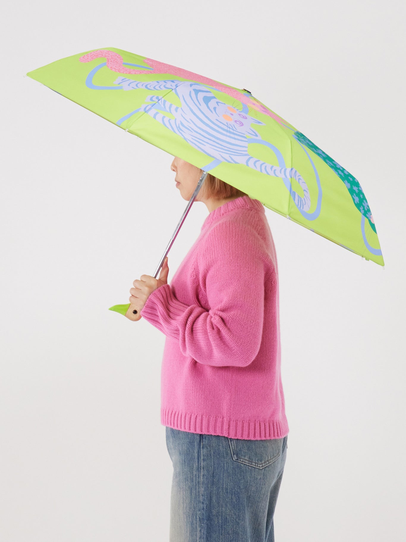 Lime Arty Cats Duck Umbrella
