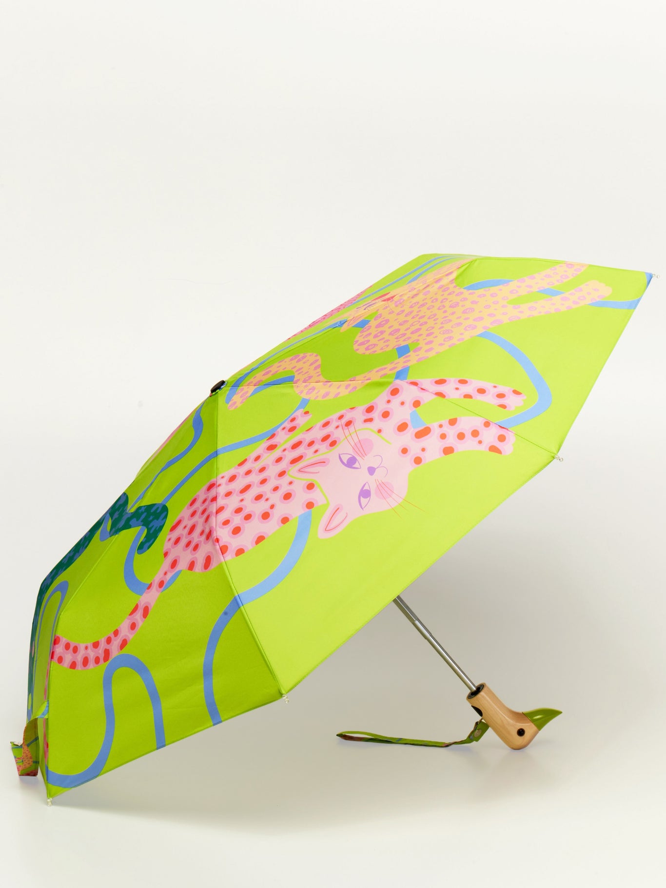 Lime Arty Cats Duck Umbrella