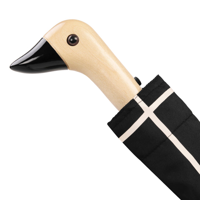 .Black Grid Compact Duck Umbrella