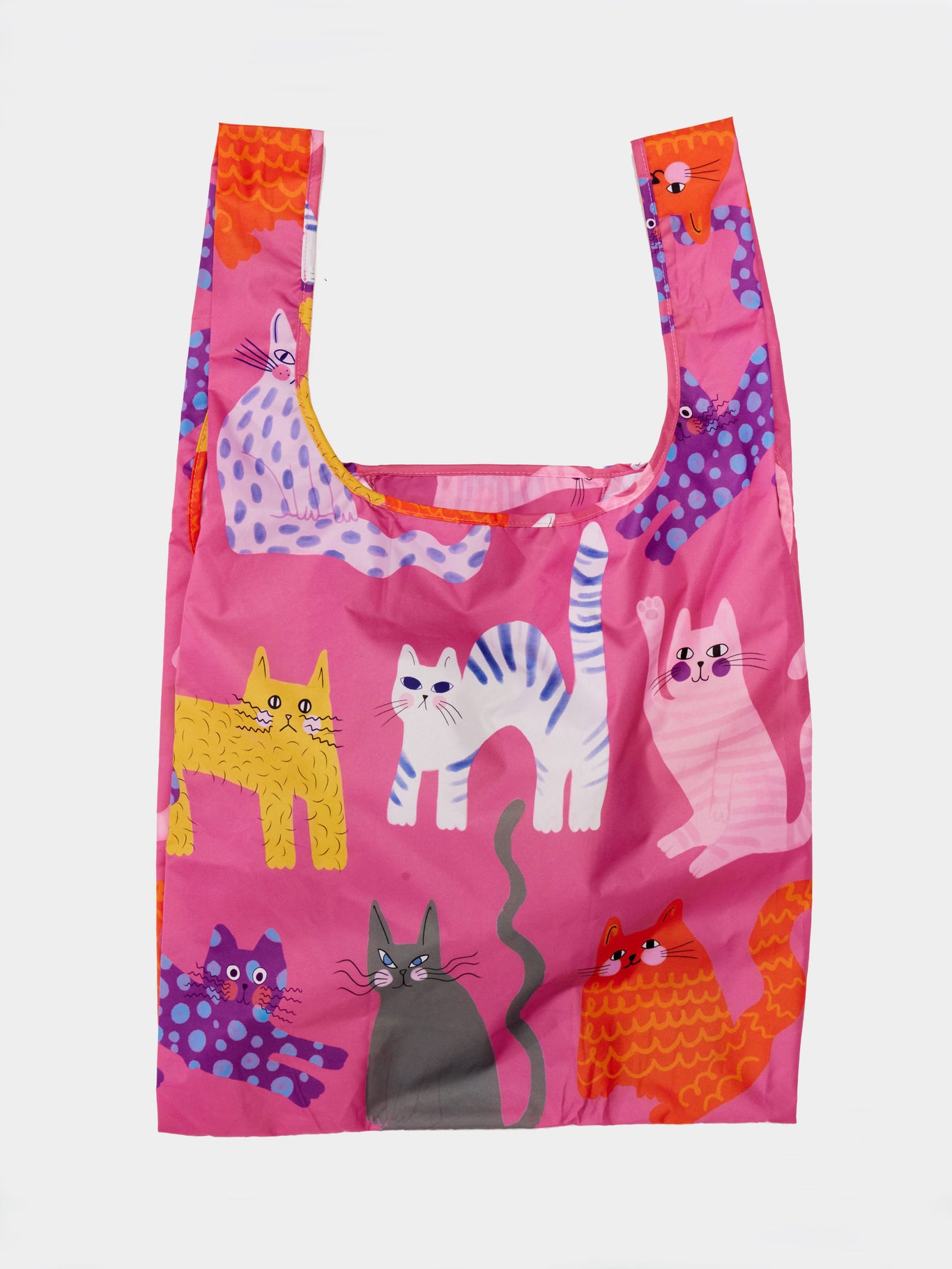 Fuchsia Arty Cats Reusable Bag