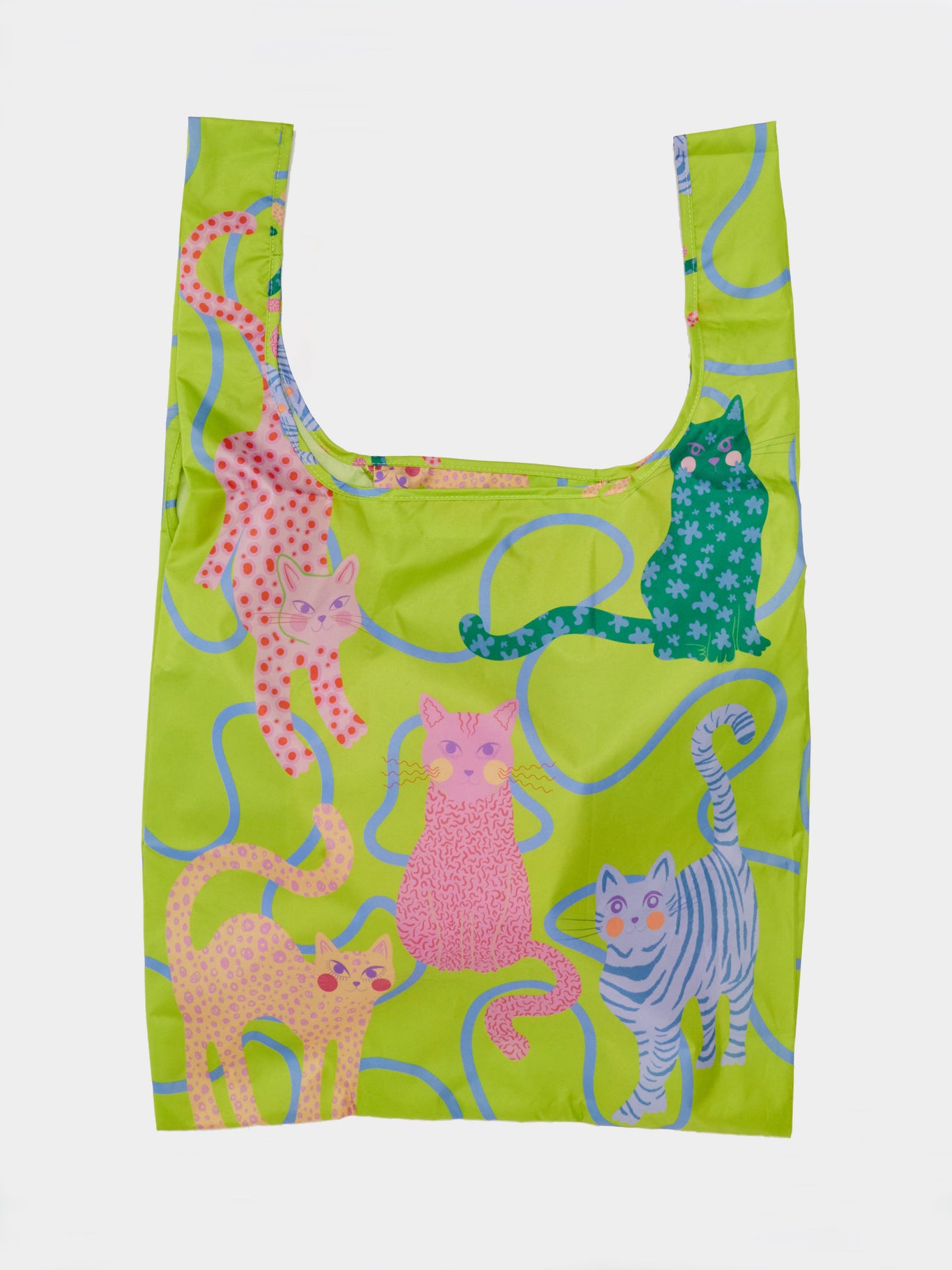 Lime Arty Cats Reusable Bag