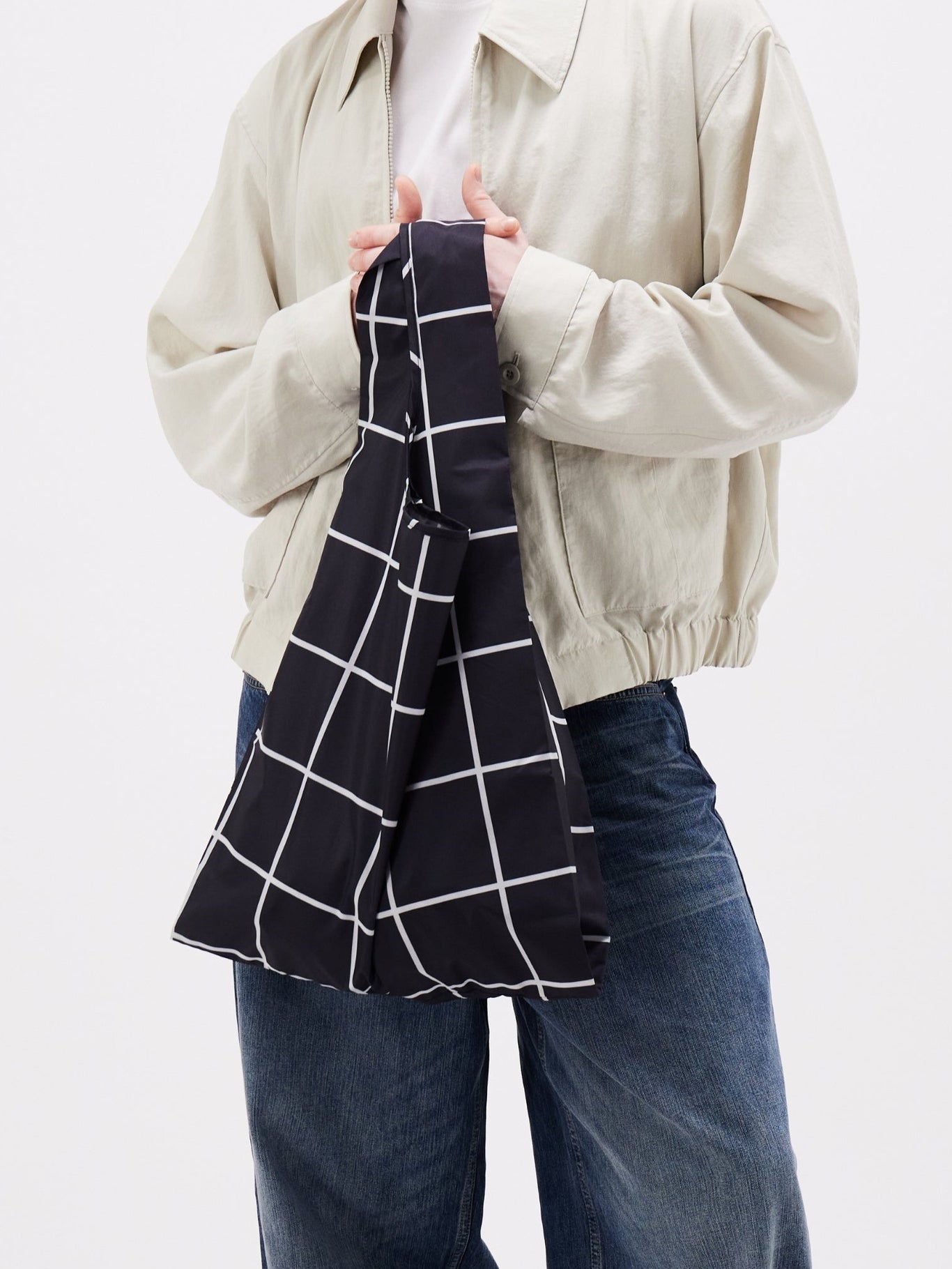 Black Grid Reusable Bag