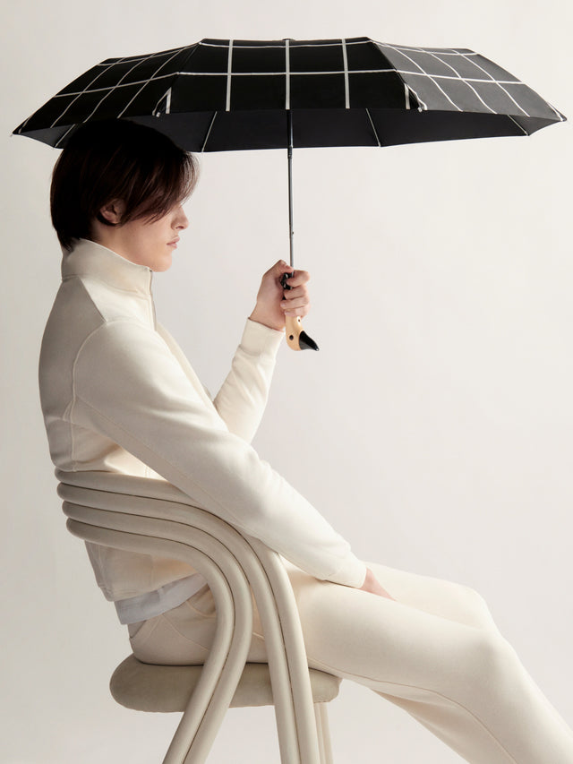 Black Grid Eco-Friendly Compact Duck Umbrella