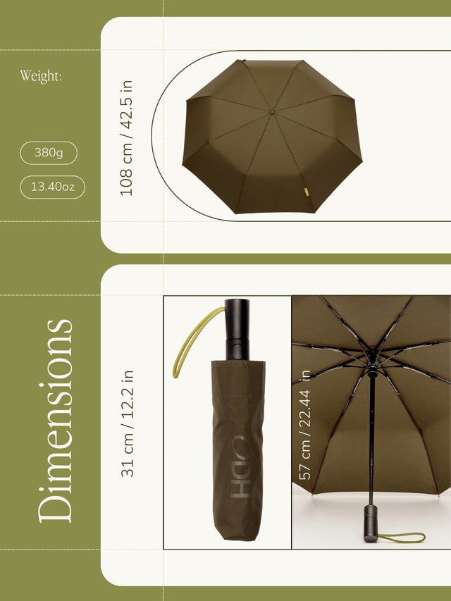 Dark Olive Daily Compact Umbrella with Automatic Open-Close Function