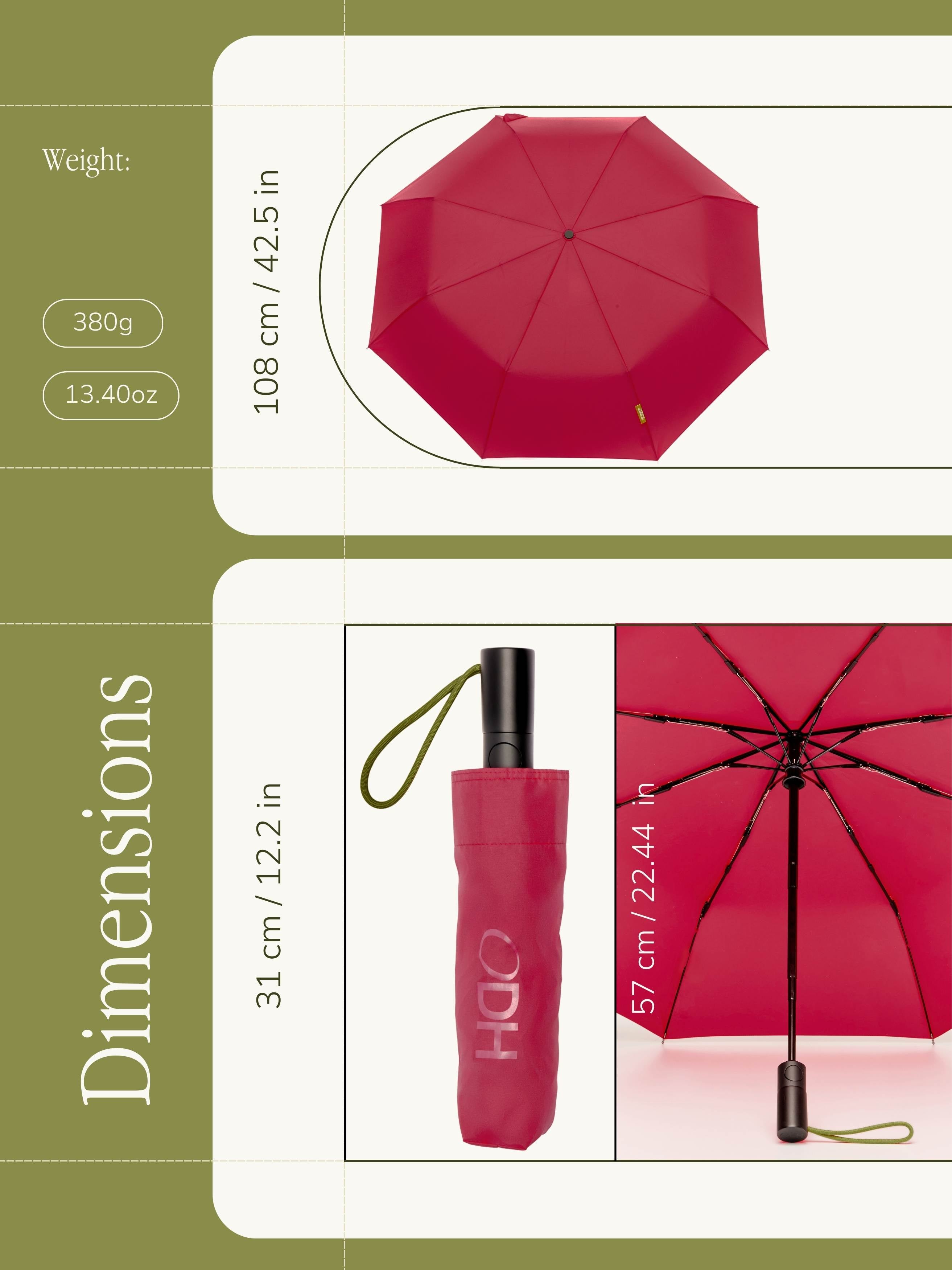 Magenta Compact Umbrella Auto Open Close Function Wind Resistant