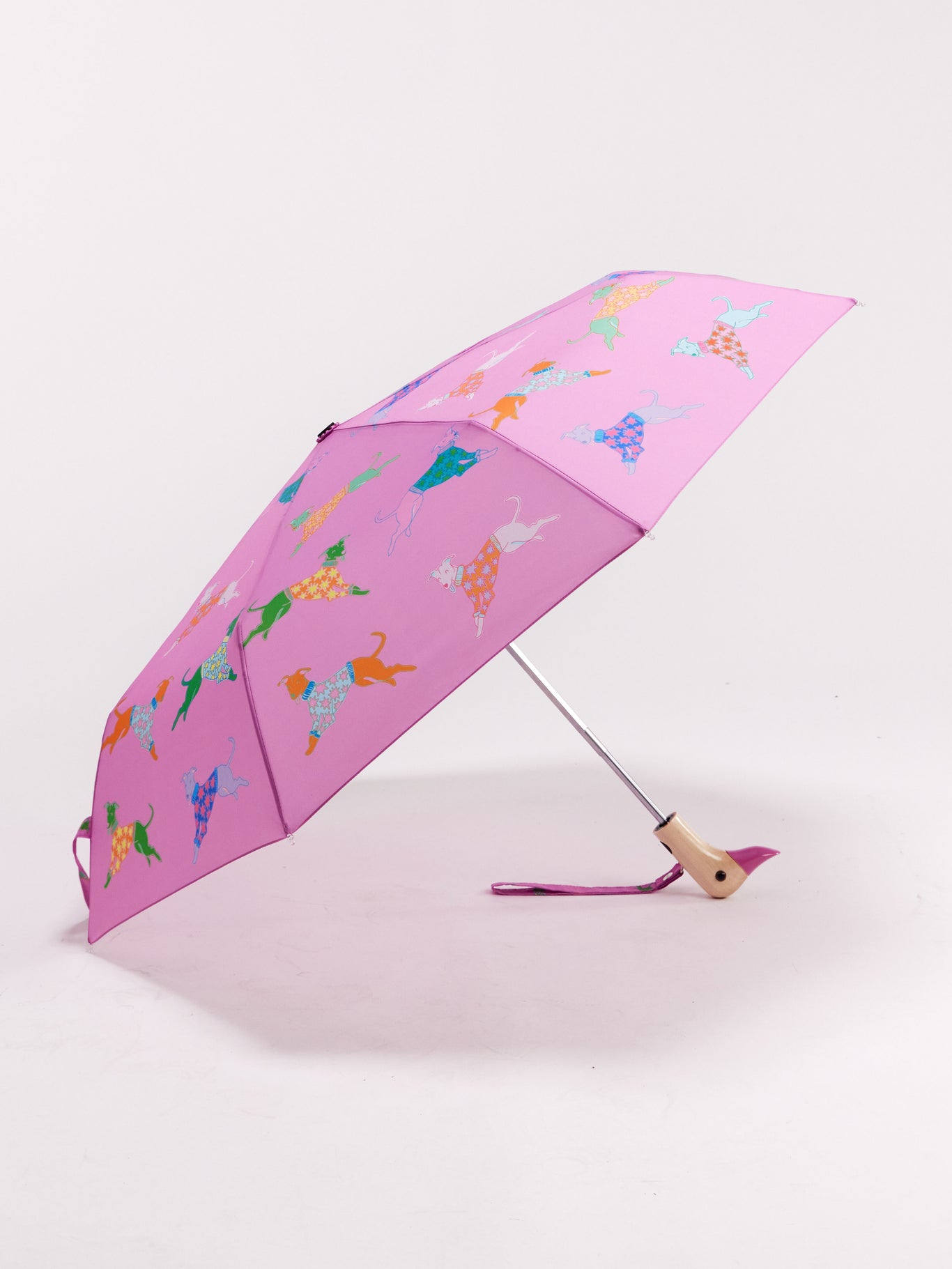 Dogs in Pink Compact Duck Umbrella