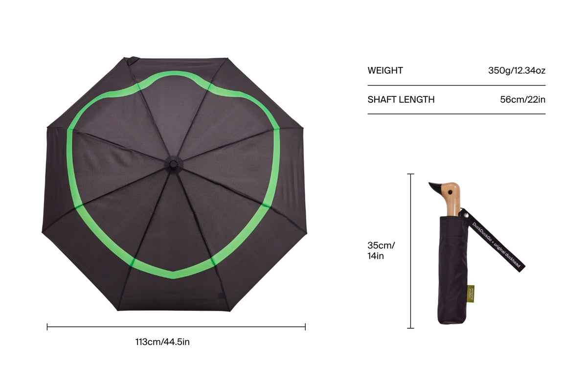 Size chart for Original Duckhead x DuckDuckGo Compact Duck Umbrella