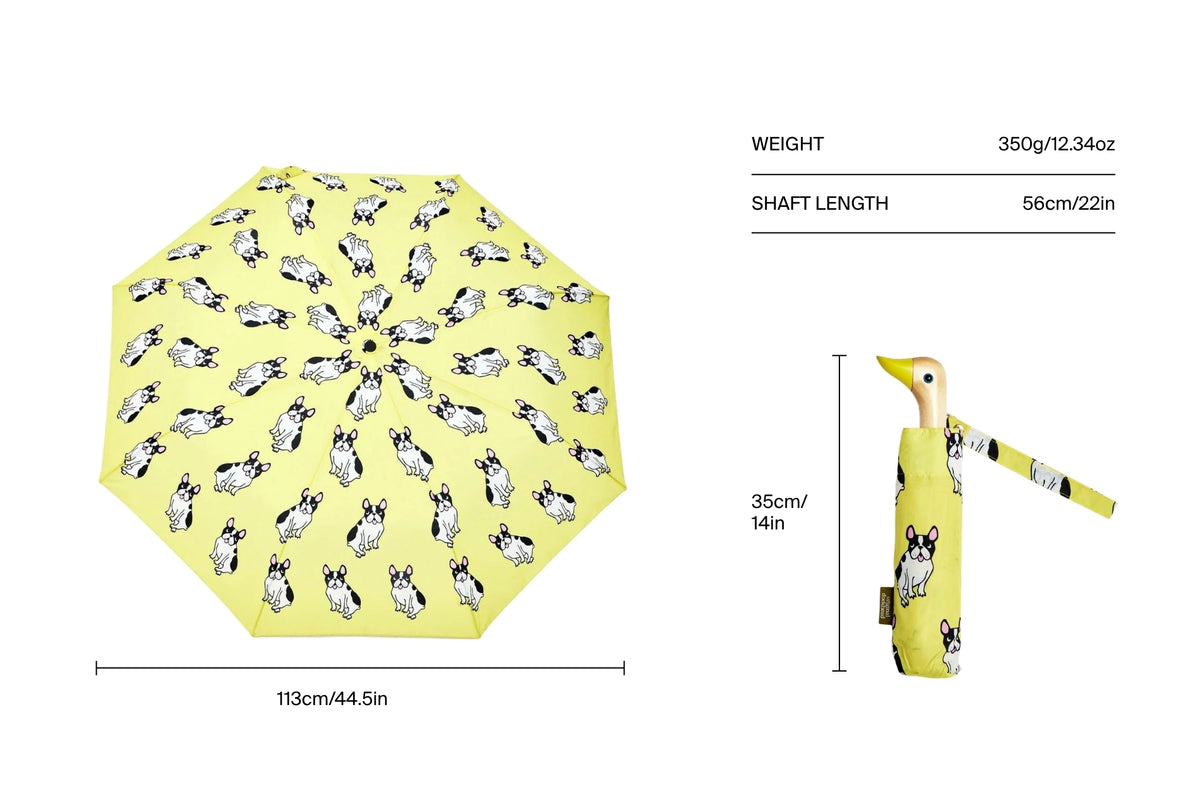 Size chart for French Bulldog Yellow Duck Umbrella