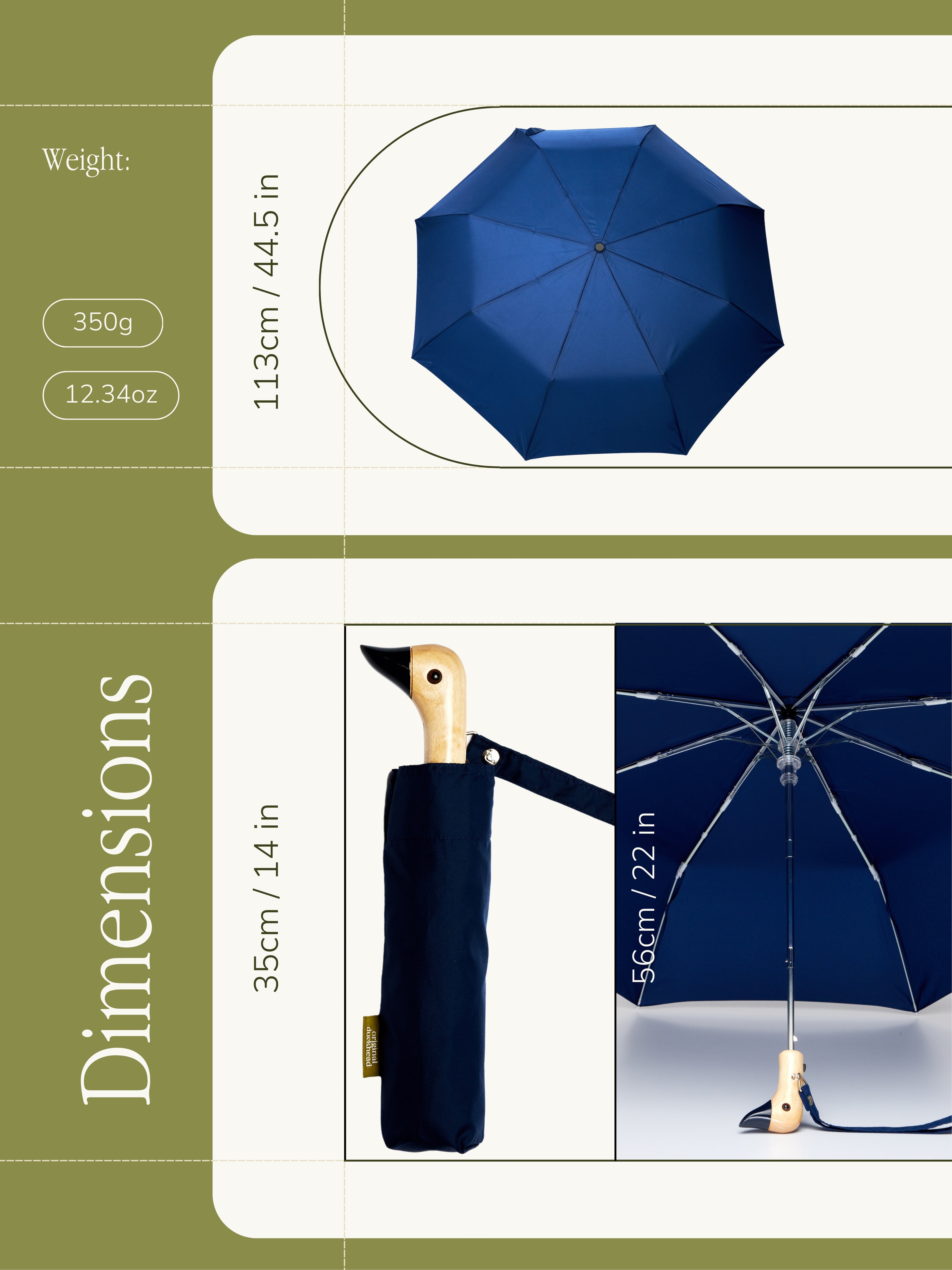 Navy Compact Duck Umbrella