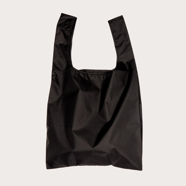 Flaylat of black reusable tote bag