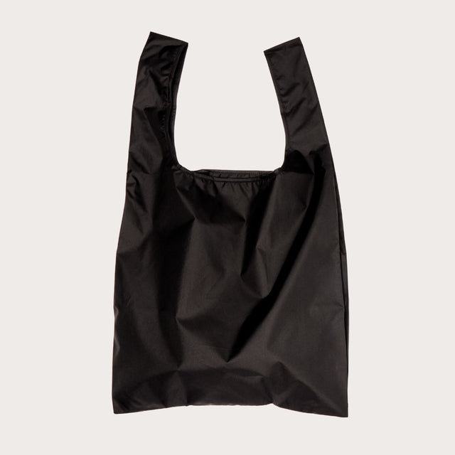 Flaylat of black reusable tote bag