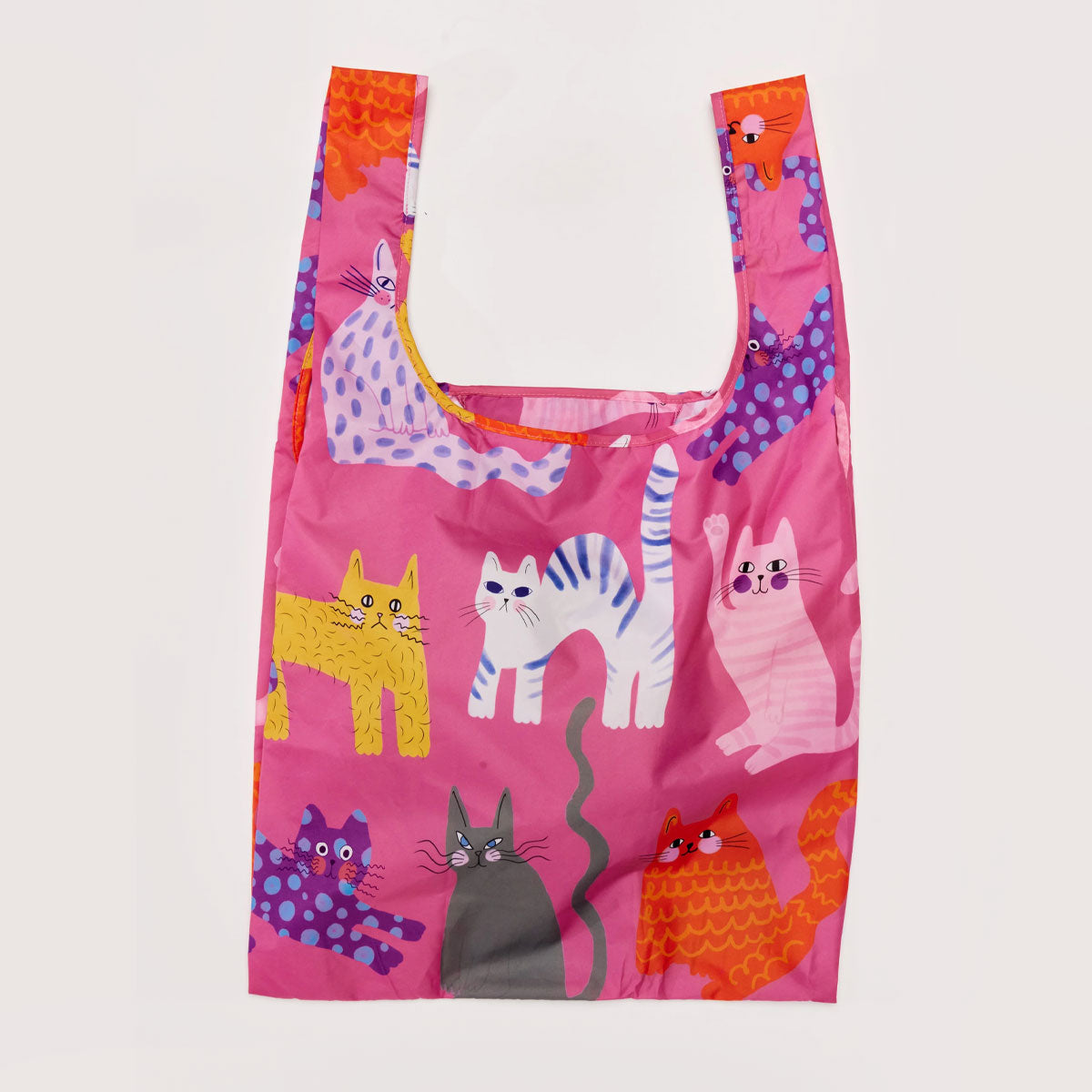 Fuchsia Arty Cats Reusable Tote Bag | Sustainable Cat Lover Gift 
