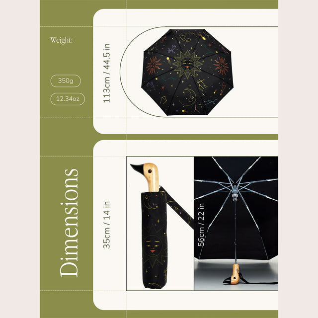 Halloween Zodiac Eco-Friendly Compact Duck Umbrella