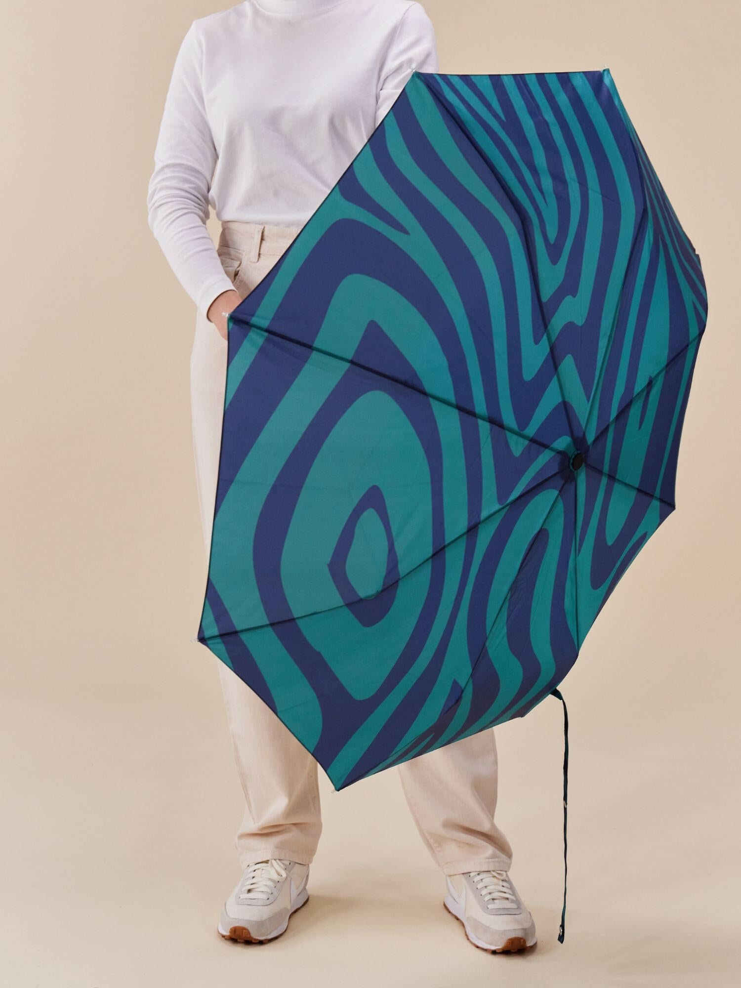 Swirl in Blue Compact Duck Umbrella.