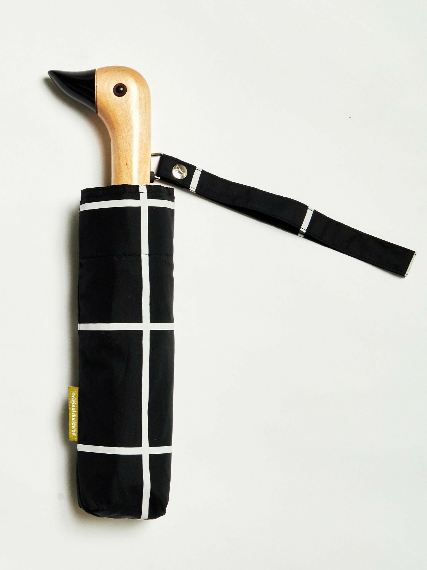 Black Grid Eco-Friendly Compact Duck Umbrella | Original